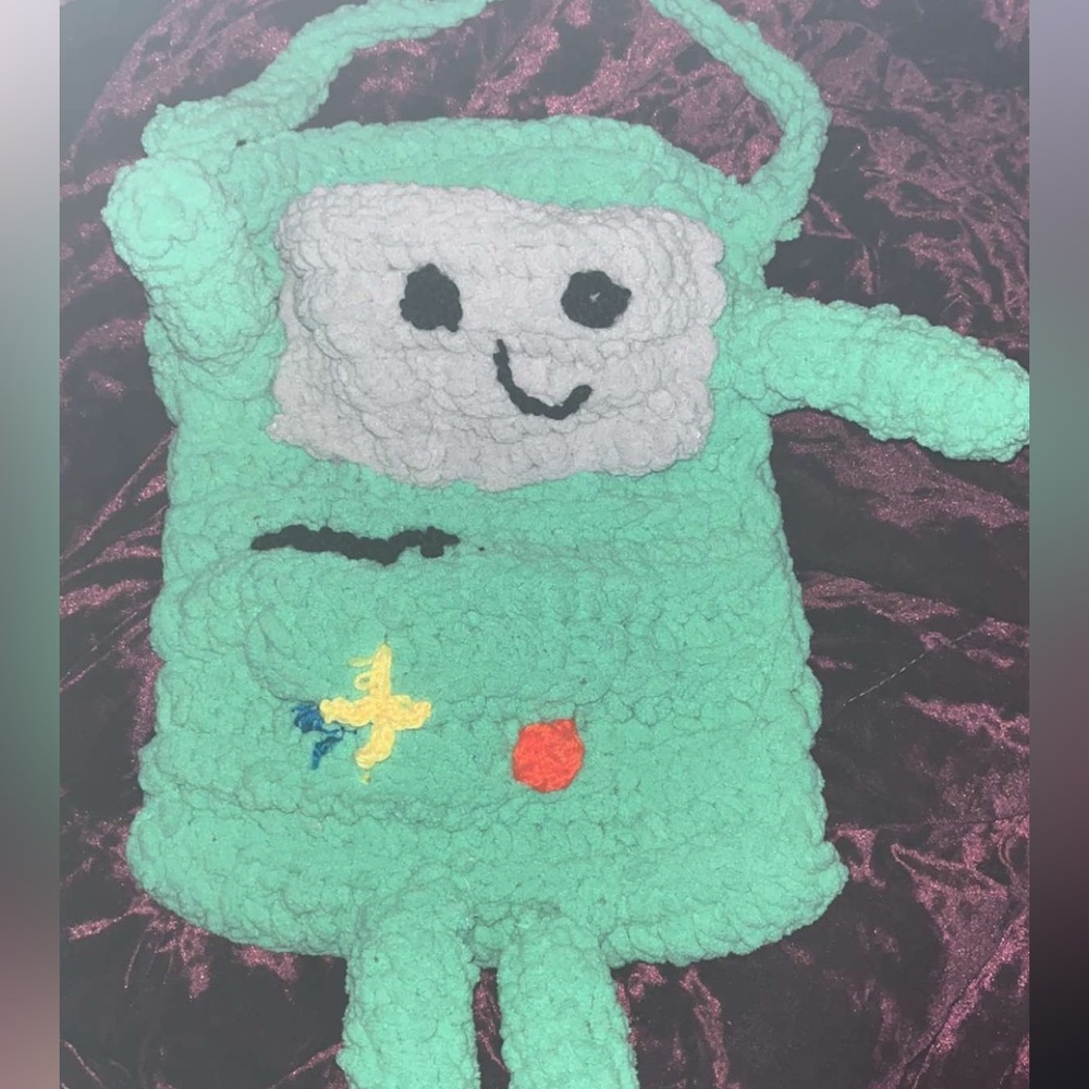 hand crochet bmo bag. light blue.